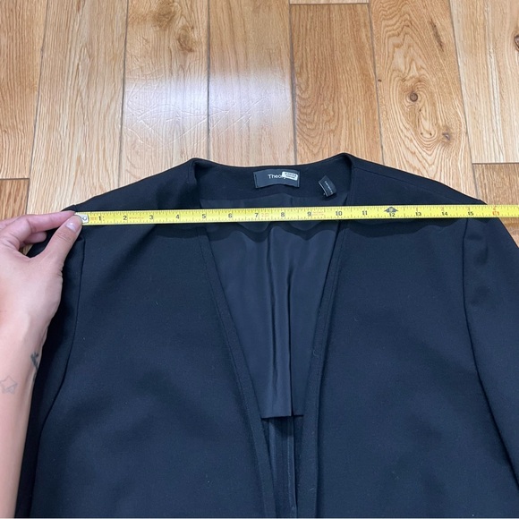 Theory Womens Open Front Long Black Blazer Size 6 - Picture 5 of 10